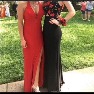 Faviana red prom dress